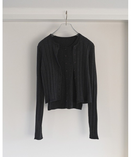 anuke（アンヌーク）の「Cotton Layered Cardigan（カーディガン/ボレロ・レディース・ライトグリーン/チャコールグレー・FREE）」の15枚目の写真