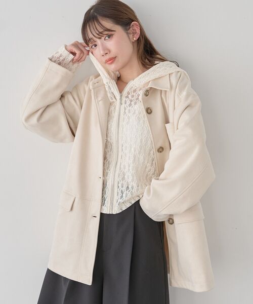 earth music&ecology（アースミュージックアンドエコロジー）の「CPOシャツジャケット（ブルゾン・レディース・ブラック/ホワイト系その他2/ブラウン・FREE）」の12枚目の写真