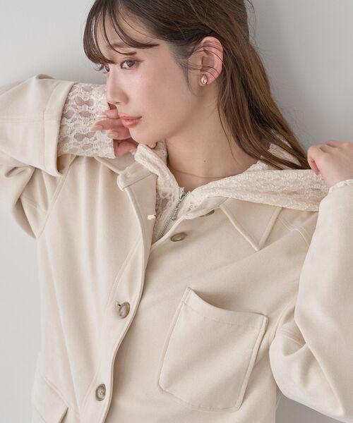 earth music&ecology（アースミュージックアンドエコロジー）の「CPOシャツジャケット（ブルゾン・レディース・ブラック/ホワイト系その他2/ブラウン・FREE）」の13枚目の写真