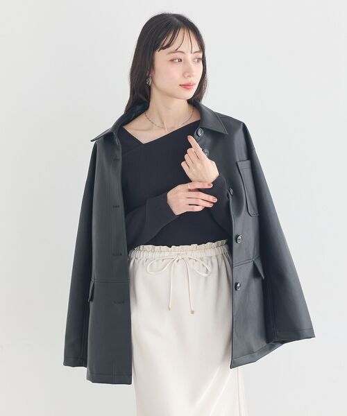earth music&ecology（アースミュージックアンドエコロジー）の「CPOシャツジャケット（ブルゾン・レディース・ブラック/ホワイト系その他2/ブラウン・FREE）」の20枚目の写真