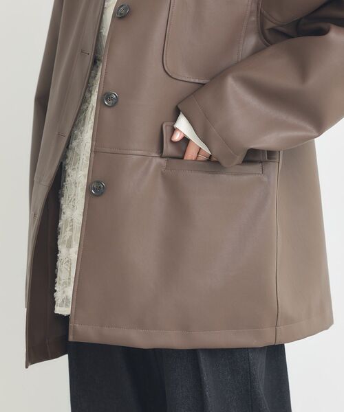 earth music&ecology（アースミュージックアンドエコロジー）の「CPOシャツジャケット（ブルゾン・レディース・ブラック/ホワイト系その他2/ブラウン・FREE）」の18枚目の写真