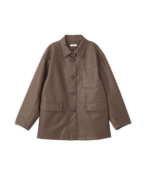 earth music&ecology（アースミュージックアンドエコロジー）の「CPOシャツジャケット（ブルゾン・レディース・ブラック/ホワイト系その他2/ブラウン・FREE）」の6枚目の写真