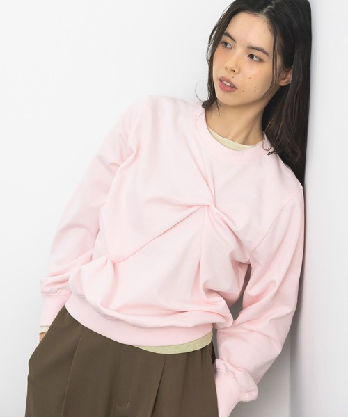 CRAFT STANDARD BOUTIQUE(クラフトスタンダードブティック)の「ミニ裏毛ツイストプルオーバー◆(スウェット・レディース・ライトピンク/オフホワイト/杢グレー・FREE)」の3枚目の写真