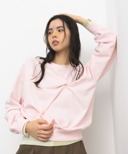 CRAFT STANDARD BOUTIQUE(クラフトスタンダードブティック)の「ミニ裏毛ツイストプルオーバー◆(スウェット・レディース・ライトピンク/オフホワイト/杢グレー・FREE)」の6枚目の写真