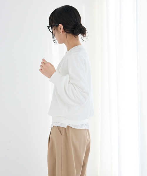 CRAFT STANDARD BOUTIQUE(クラフトスタンダードブティック)の「ミニ裏毛ツイストプルオーバー◆(スウェット・レディース・ライトピンク/オフホワイト/杢グレー・FREE)」の16枚目の写真
