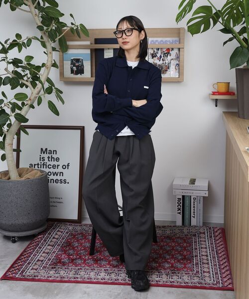 FFEIN(フェイン)の「【FFEIN(フェイン)】ワンポイント襟付きダブルリブニットカーディガン / ニット カーディガン ダブルリブ ポケット(カーディガン/ボレロ・メンズ・ブラック/ミント/ネイビー/ライトグレー・SMALL/MEDIUM/LARGE)」の8枚目の写真