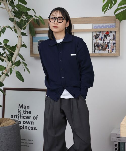 FFEIN(フェイン)の「【FFEIN(フェイン)】ワンポイント襟付きダブルリブニットカーディガン / ニット カーディガン ダブルリブ ポケット(カーディガン/ボレロ・メンズ・ブラック/ミント/ネイビー/ライトグレー・SMALL/MEDIUM/LARGE)」の9枚目の写真