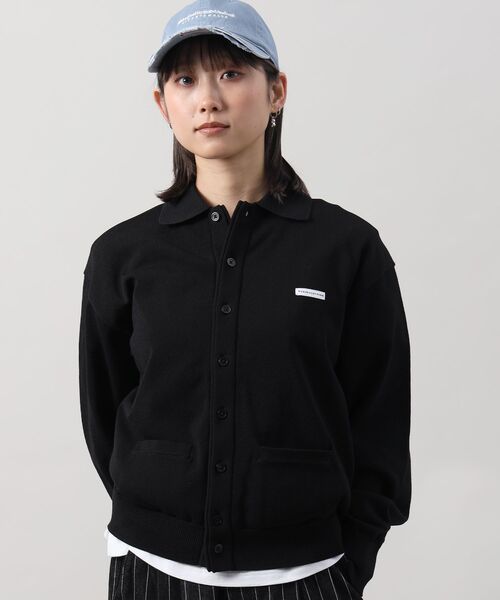 FFEIN(フェイン)の「【FFEIN(フェイン)】ワンポイント襟付きダブルリブニットカーディガン / ニット カーディガン ダブルリブ ポケット(カーディガン/ボレロ・メンズ・ブラック/ミント/ネイビー/ライトグレー・SMALL/MEDIUM/LARGE)」の11枚目の写真