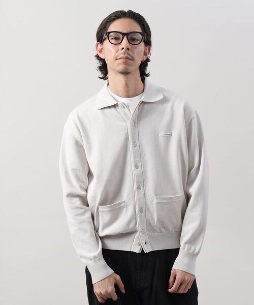FFEIN(フェイン)の「【FFEIN(フェイン)】ワンポイント襟付きダブルリブニットカーディガン / ニット カーディガン ダブルリブ ポケット(カーディガン/ボレロ・メンズ・ブラック/ミント/ネイビー/ライトグレー・SMALL/MEDIUM/LARGE)」の15枚目の写真
