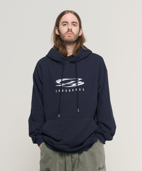 CARGOBROS(カーゴブロス)の「サークルロゴオーバーフィットフードTシャツ(ネイビー)(パーカー・メンズ・その他・SMALL/MEDIUM/LARGE/X-LARGE/S-M/M-L/L-XL/XL-XXL)」の2枚目の写真