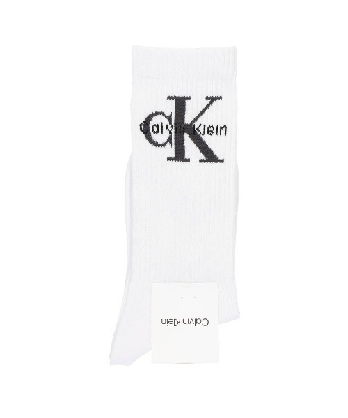 Calvin Klein(カルバン・クライン)の「Calvin Klein ビッグロゴ リブソックス 03267012(ソックス/靴下・レディース・サーモンピンク/ホワイト/オフホワイト/ブラック・23-25cm)」の2枚目の写真