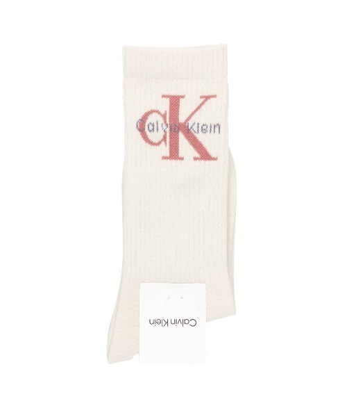 Calvin Klein(カルバン・クライン)の「Calvin Klein ビッグロゴ リブソックス 03267012(ソックス/靴下・レディース・サーモンピンク/ホワイト/オフホワイト/ブラック・23-25cm)」の3枚目の写真