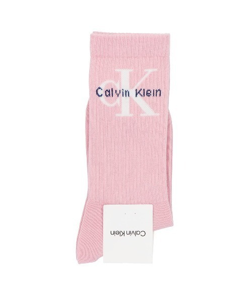 Calvin Klein(カルバン・クライン)の「Calvin Klein ビッグロゴ リブソックス 03267012(ソックス/靴下・レディース・サーモンピンク/ホワイト/オフホワイト/ブラック・23-25cm)」の1枚目の写真