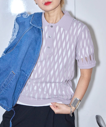 TAAKK（ターク）の「TAAKK WAVEFORM MESH POLO KNIT TA26SS-KN065：ニット（ニット/セーター）」
