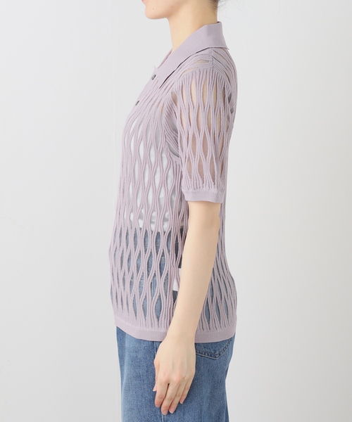 TAAKK(ターク)の「TAAKK WAVEFORM MESH POLO KNIT TA26SS-KN065:ニット(ニット/セーター・レディース・ラベンダー・MEDIUM)」の6枚目の写真
