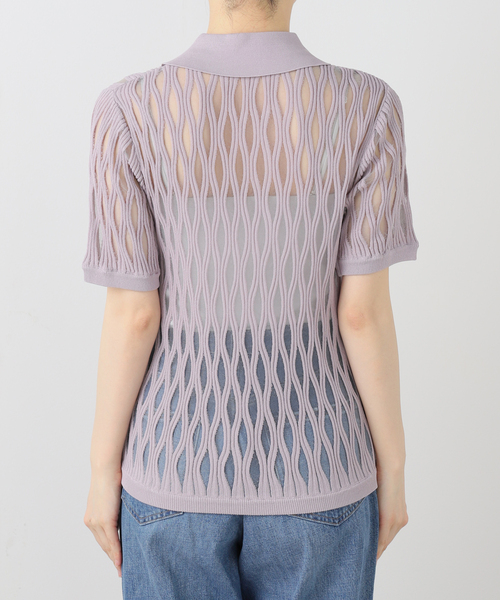 TAAKK(ターク)の「TAAKK WAVEFORM MESH POLO KNIT TA26SS-KN065:ニット(ニット/セーター・レディース・ラベンダー・MEDIUM)」の7枚目の写真