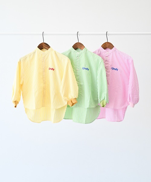 undeny.（アンディニ－）の「アンディニー ストライプシャツ（シャツ/ブラウス・キッズ・イエロー/ピンク/イエロー×グリーン・M/L/XL）」の6枚目の写真