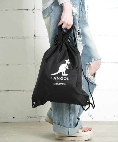 KANGOL(カンゴール)の「"06"≪KANGOL≫ブランドロゴマーク プリント ナップサック(バックパック/リュック・メンズ・ブラック系2/ブラック系1・ONE SIZE)」の6枚目の写真