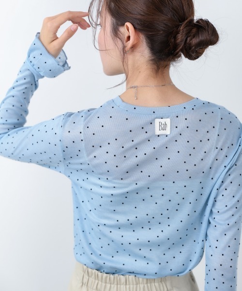 Bab(バブ)の「シアードットフリルカットソー(Tシャツ/カットソー・レディース・ブラック/アイボリー/ブルー・FREE)」の1枚目の写真