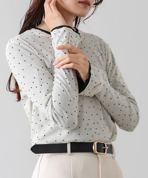 Bab(バブ)の「シアードットフリルカットソー(Tシャツ/カットソー・レディース・ブラック/アイボリー/ブルー・FREE)」の6枚目の写真