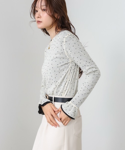 Bab(バブ)の「シアードットフリルカットソー(Tシャツ/カットソー・レディース・ブラック/アイボリー/ブルー・FREE)」の10枚目の写真