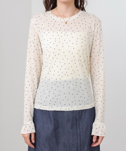 Bab(バブ)の「シアードットフリルカットソー(Tシャツ/カットソー・レディース・ブラック/アイボリー/ブルー・FREE)」の14枚目の写真