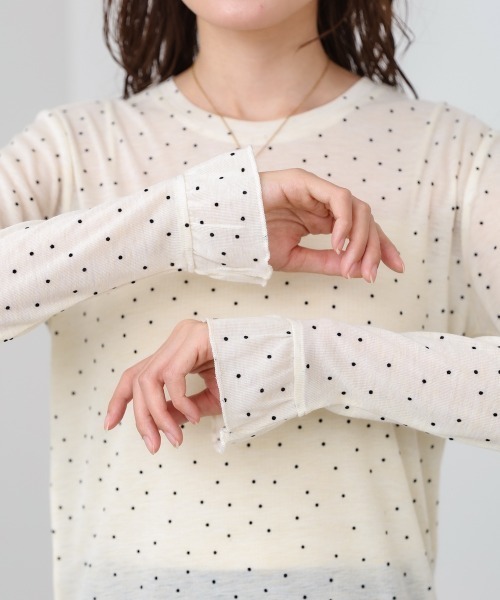 Bab(バブ)の「シアードットフリルカットソー(Tシャツ/カットソー・レディース・ブラック/アイボリー/ブルー・FREE)」の16枚目の写真