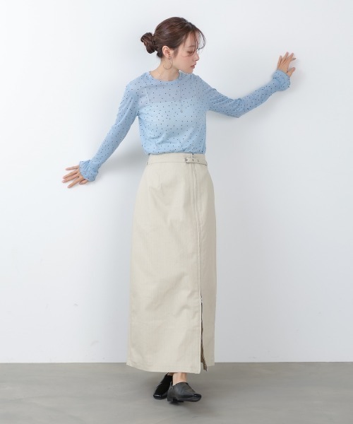 Bab(バブ)の「シアードットフリルカットソー(Tシャツ/カットソー・レディース・ブラック/アイボリー/ブルー・FREE)」の21枚目の写真