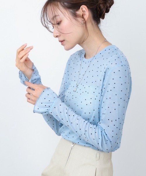 Bab(バブ)の「シアードットフリルカットソー(Tシャツ/カットソー・レディース・ブラック/アイボリー/ブルー・FREE)」の22枚目の写真