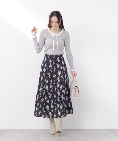 PROPORTION BODY DRESSING(プロポーションボディドレッシング)の「リボン付きフリルニットトップス / 1216170311(ニット/セーター・レディース・ホワイト系その他/ピンク/グレー系その他・FREE)」の12枚目の写真