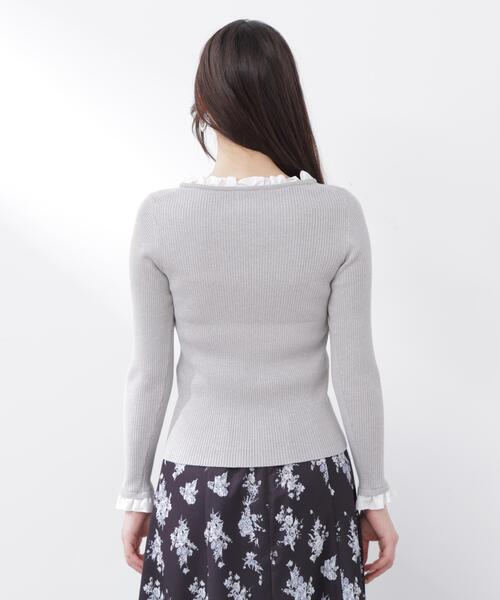 PROPORTION BODY DRESSING(プロポーションボディドレッシング)の「リボン付きフリルニットトップス / 1216170311(ニット/セーター・レディース・ホワイト系その他/ピンク/グレー系その他・FREE)」の5枚目の写真