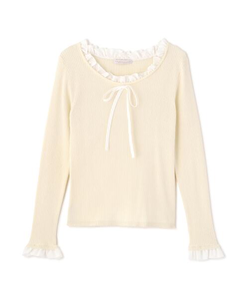 PROPORTION BODY DRESSING(プロポーションボディドレッシング)の「リボン付きフリルニットトップス / 1216170311(ニット/セーター・レディース・ホワイト系その他/ピンク/グレー系その他・FREE)」の10枚目の写真