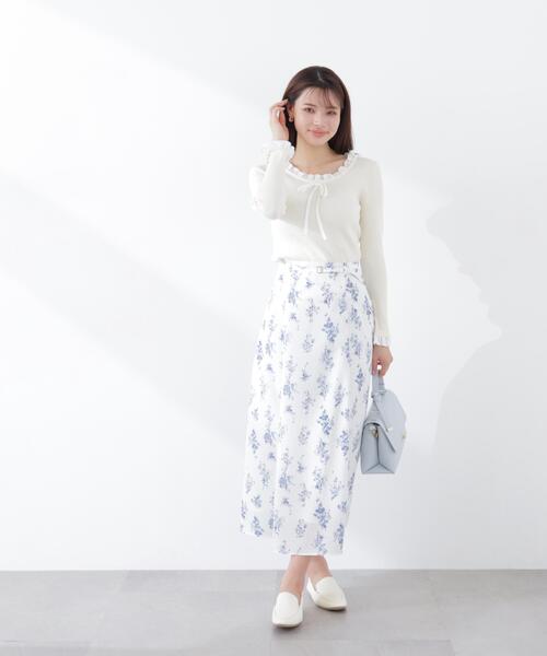 PROPORTION BODY DRESSING(プロポーションボディドレッシング)の「リボン付きフリルニットトップス / 1216170311(ニット/セーター・レディース・ホワイト系その他/ピンク/グレー系その他・FREE)」の12枚目の写真