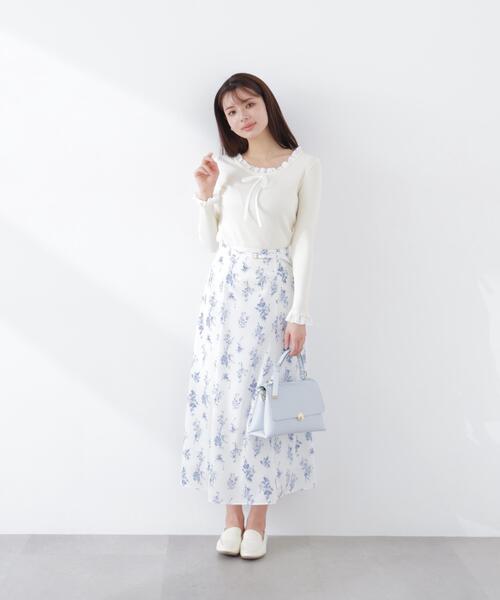 PROPORTION BODY DRESSING(プロポーションボディドレッシング)の「リボン付きフリルニットトップス / 1216170311(ニット/セーター・レディース・ホワイト系その他/ピンク/グレー系その他・FREE)」の13枚目の写真