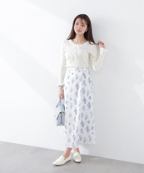 PROPORTION BODY DRESSING(プロポーションボディドレッシング)の「リボン付きフリルニットトップス / 1216170311(ニット/セーター・レディース・ホワイト系その他/ピンク/グレー系その他・FREE)」の16枚目の写真