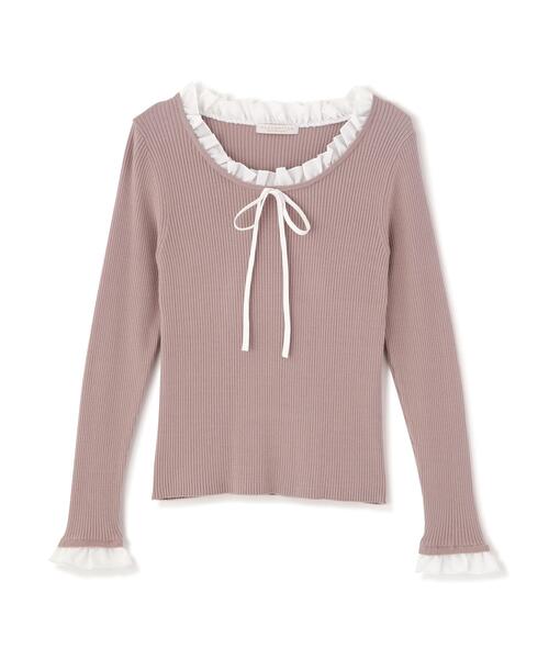PROPORTION BODY DRESSING(プロポーションボディドレッシング)の「リボン付きフリルニットトップス / 1216170311(ニット/セーター・レディース・ホワイト系その他/ピンク/グレー系その他・FREE)」の18枚目の写真