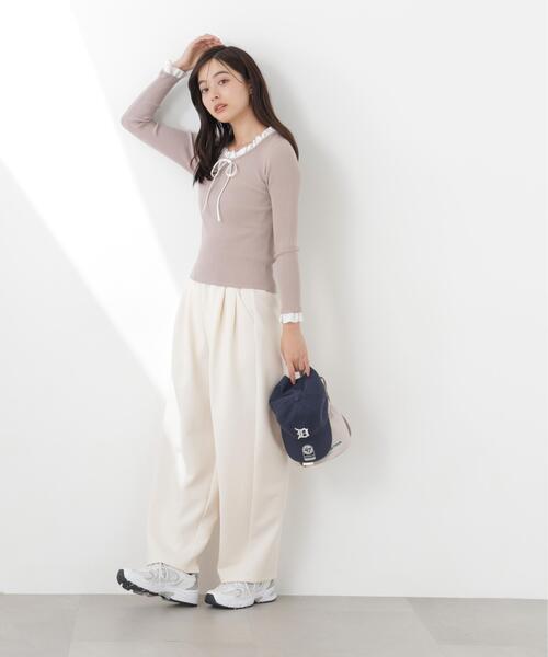 PROPORTION BODY DRESSING(プロポーションボディドレッシング)の「リボン付きフリルニットトップス / 1216170311(ニット/セーター・レディース・ホワイト系その他/ピンク/グレー系その他・FREE)」の21枚目の写真