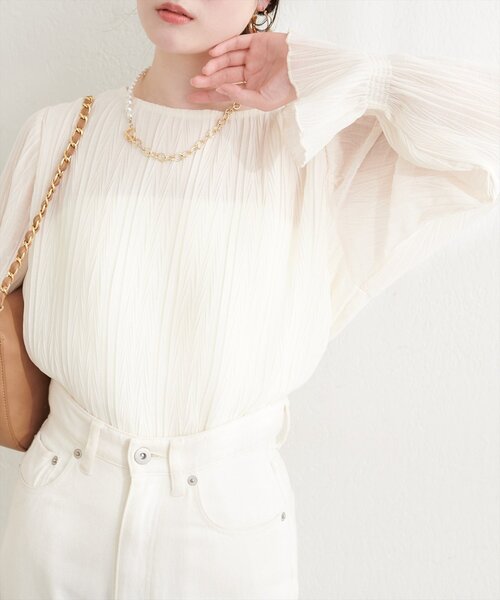 natural couture(ナチュラルクチュール)の「キャンディスリーブプリーツブラウス(シャツ/ブラウス・レディース・ピンク/ラベンダー/ブラック/サックスブルー/オフホワイト・FREE)」の10枚目の写真