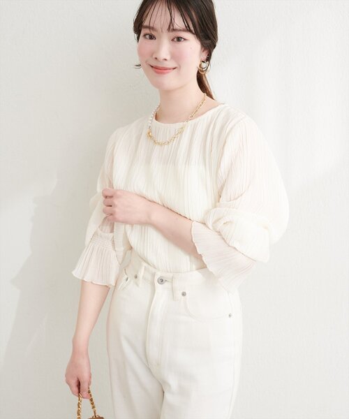 natural couture(ナチュラルクチュール)の「キャンディスリーブプリーツブラウス(シャツ/ブラウス・レディース・ピンク/ラベンダー/ブラック/サックスブルー/オフホワイト・FREE)」の11枚目の写真