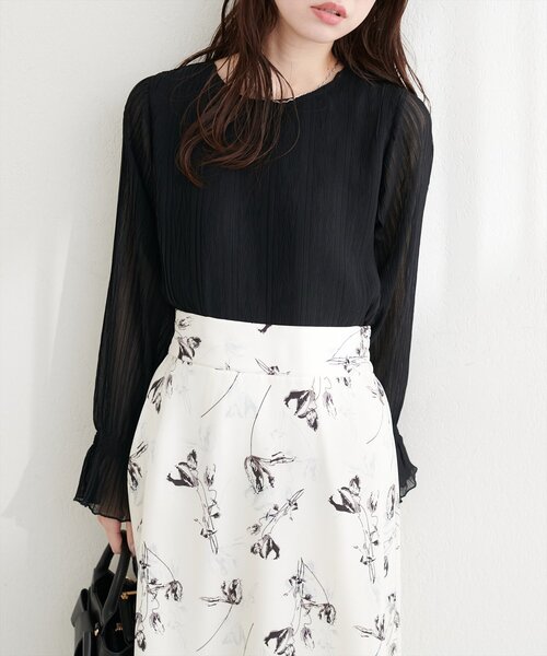 natural couture(ナチュラルクチュール)の「キャンディスリーブプリーツブラウス(シャツ/ブラウス・レディース・ピンク/ラベンダー/ブラック/サックスブルー/オフホワイト・FREE)」の15枚目の写真