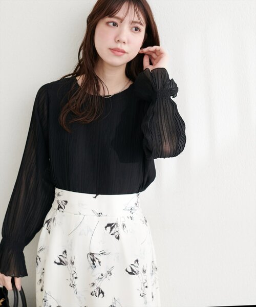 natural couture(ナチュラルクチュール)の「キャンディスリーブプリーツブラウス(シャツ/ブラウス・レディース・ピンク/ラベンダー/ブラック/サックスブルー/オフホワイト・FREE)」の16枚目の写真