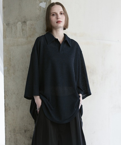 remer(リメール)の「loose melange skipper polo shirt / ルーズメランジスキッパーポロシャツ(ポロシャツ・メンズ・スミクロ/ダークブルー/ダークグレー・LARGE/MEDIUM/SMALL/X-SMALL)」の13枚目の写真