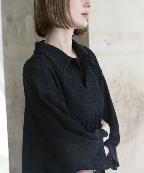 remer(リメール)の「loose melange skipper polo shirt / ルーズメランジスキッパーポロシャツ(ポロシャツ・メンズ・スミクロ/ダークブルー/ダークグレー・LARGE/MEDIUM/SMALL/X-SMALL)」の12枚目の写真