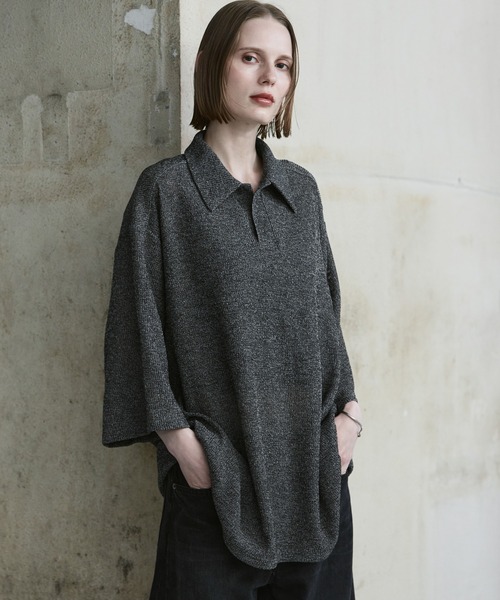 remer(リメール)の「loose melange skipper polo shirt / ルーズメランジスキッパーポロシャツ(ポロシャツ・メンズ・スミクロ/ダークブルー/ダークグレー・LARGE/MEDIUM/SMALL/X-SMALL)」の18枚目の写真
