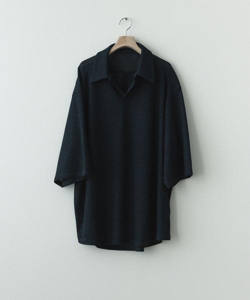 remer(リメール)の「loose melange skipper polo shirt / ルーズメランジスキッパーポロシャツ(ポロシャツ・メンズ・スミクロ/ダークブルー/ダークグレー・LARGE/MEDIUM/SMALL/X-SMALL)」の4枚目の写真