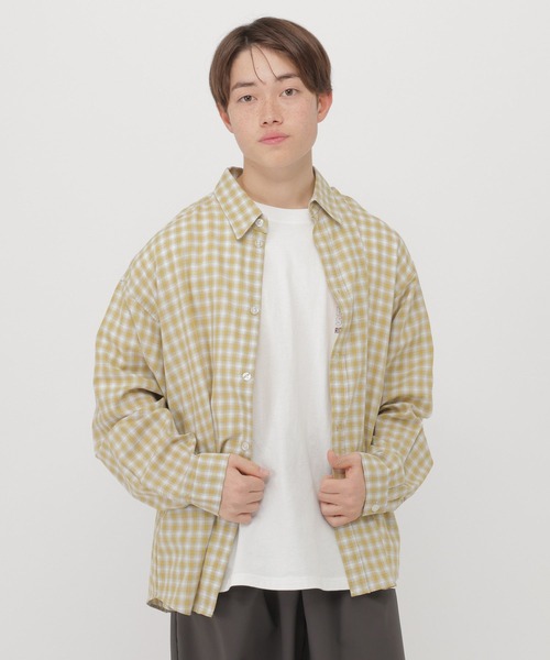 GLOBAL WORK(グローバルワーク)の「BIGチェックシャツ長袖/AND YUA ANY/629904(シャツ/ブラウス・キッズ・イエロー系その他3/サックスブルー/ネイビー・LARGE/MEDIUM)」の5枚目の写真