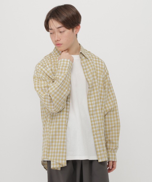 GLOBAL WORK(グローバルワーク)の「BIGチェックシャツ長袖/AND YUA ANY/629904(シャツ/ブラウス・キッズ・イエロー系その他3/サックスブルー/ネイビー・LARGE/MEDIUM)」の6枚目の写真