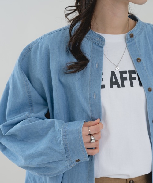 refinedworks(リファインドワークス)の「【refinedworks】丸みのある コクーン型 が可愛い デニムシャツ(シャツ/ブラウス・レディース・インディゴブルー/サックスブルー・FREE)」の16枚目の写真