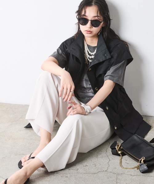 CHIC STYLE（シックスタイル）の「ワイドストレートパンツ＜大きいサイズ有＞シックスタイル（その他パンツ・レディース・アイボリー系/ブラック/モカ/ネイビー系・LL/3L/4L/5L/M/L）」の5枚目の写真