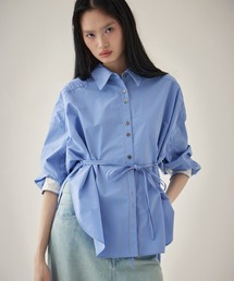 STUDIOUS | 【STUDIOUS/ステュディオス】Wide Stripe 2way Shirt/ワイドストライプツーウェイシャツ/くびれ効果/春服/ウォッシャブル/スタンドカラー対応(シャツ/ブラウス)